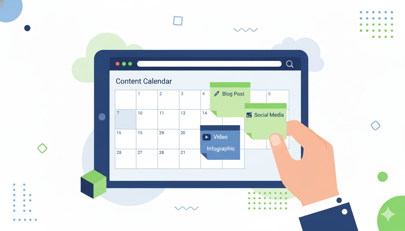 Data-driven content calendar on a tablet screen